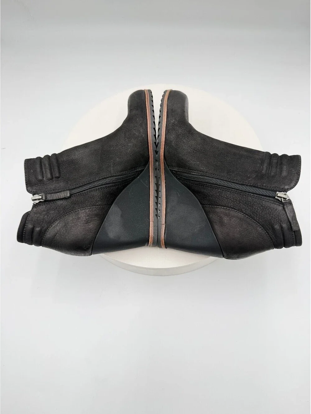 Biala Ashton Black Leather Wedge Ankle Boots Side Zip Size 37M US 6.5